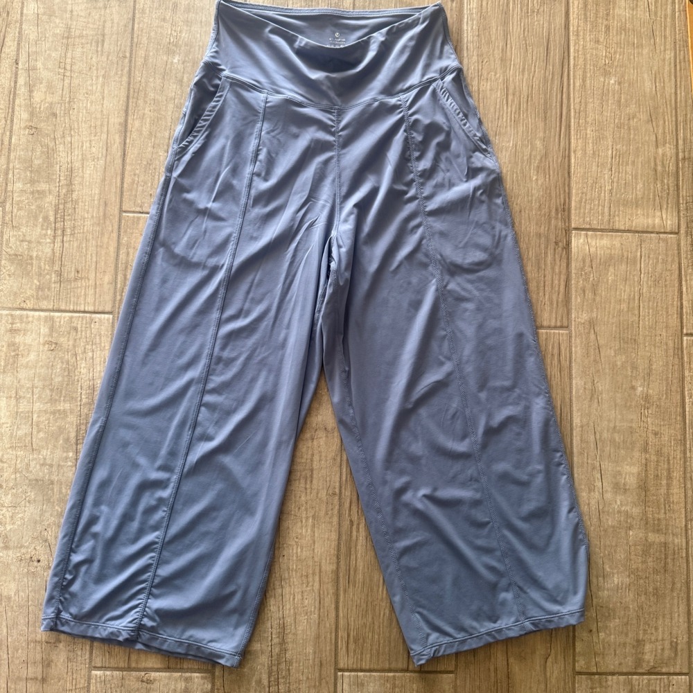 Gym People Womens High Waisted Wide Leg Yoga Pants Dusty Blue Athleisure‎ Size M